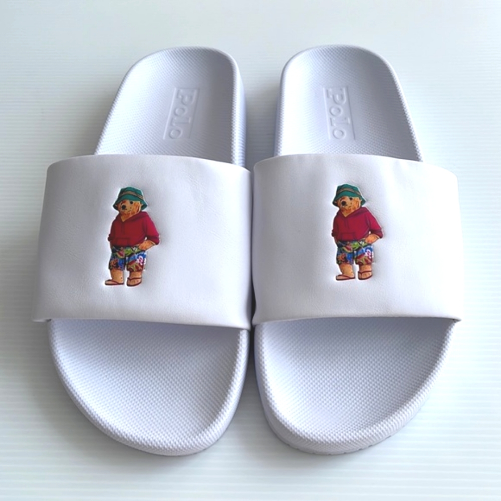 Polo Ralph Lauren Cayson Bear Pool White Sandals Sz 13 New - Picture 2 of 6